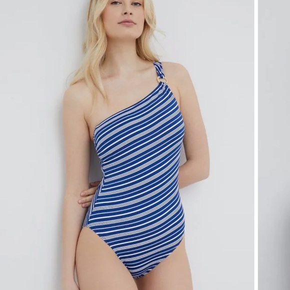LAUREN RALPH LAUREN STRIPED ONE SHOULDER
ONE PIECE SWIMWEAR. - Picture 6 of 16